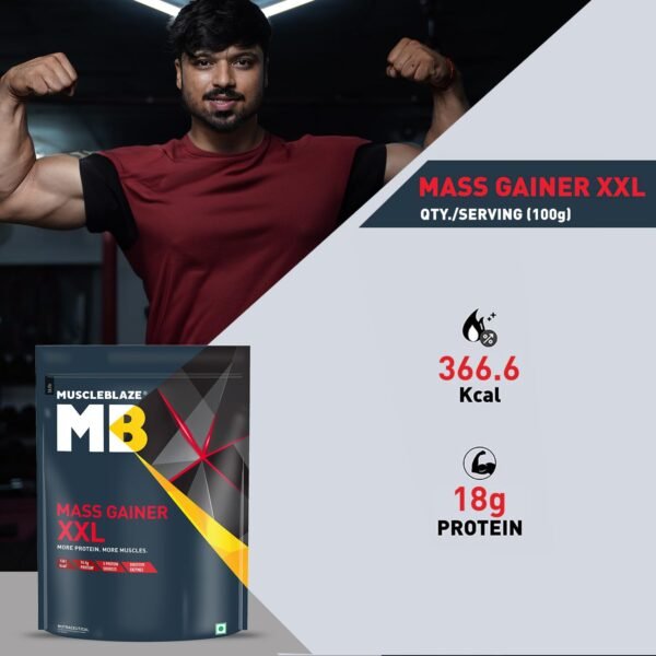 MUSCLEBLAZE Super XXL, For Muscle Weight Gainers/Mass Gainers  (500 g, Chocolate) - Image 4